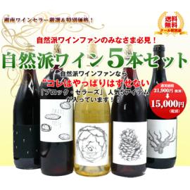 《送料無料》自然派ワイン5本入り福袋・ブロック・セラーズ（参考小売価格：21,900円 ）